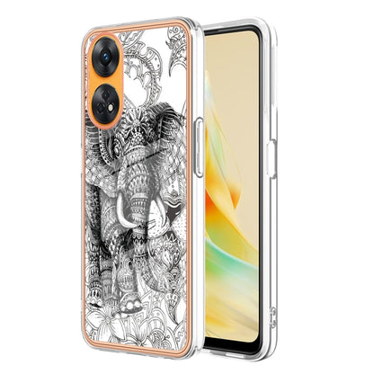 For OPPO Reno8 T 4G Electroplating Marble Dual-side IMD Phone Case(Totem Elephant) by buy2fix