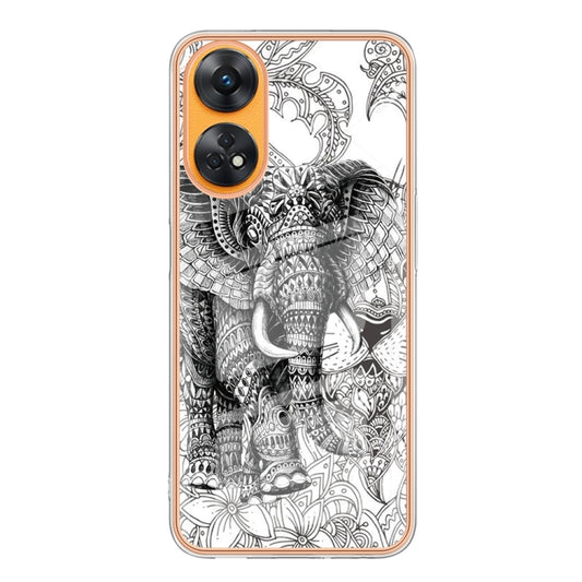 For OPPO Reno8 T 4G Electroplating Marble Dual-side IMD Phone Case(Totem Elephant) by buy2fix