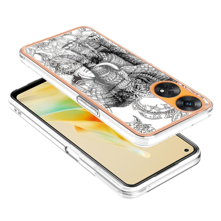 For OPPO Reno8 T 4G Electroplating Marble Dual-side IMD Phone Case(Totem Elephant) by buy2fix