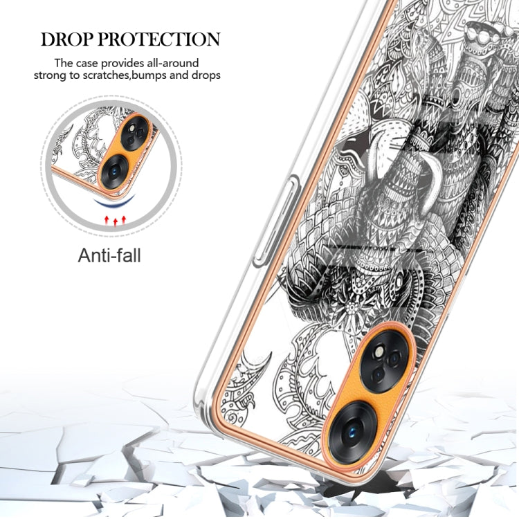 For OPPO Reno8 T 4G Electroplating Marble Dual-side IMD Phone Case(Totem Elephant) by buy2fix