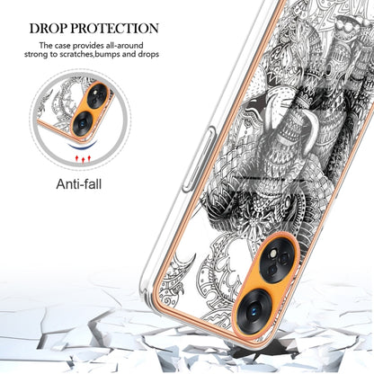 For OPPO Reno8 T 4G Electroplating Marble Dual-side IMD Phone Case(Totem Elephant) by buy2fix