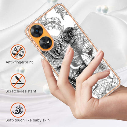 For OPPO Reno8 T 4G Electroplating Marble Dual-side IMD Phone Case(Totem Elephant) by buy2fix