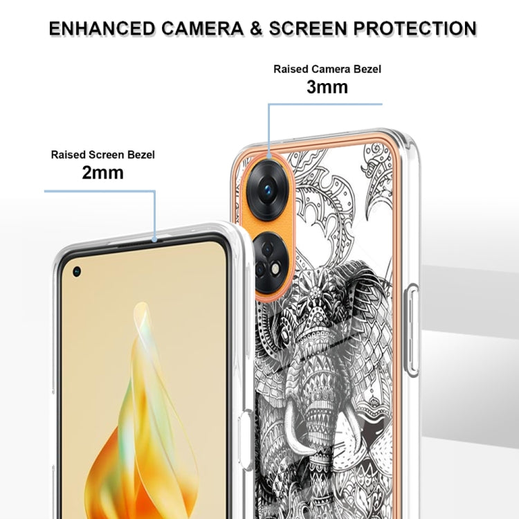 For OPPO Reno8 T 4G Electroplating Marble Dual-side IMD Phone Case(Totem Elephant) by buy2fix
