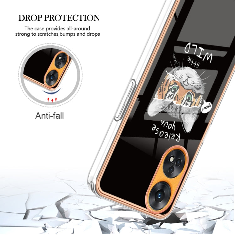 For OPPO Reno8 T 4G Electroplating Marble Dual-side IMD Phone Case(Natural Growth) by buy2fix