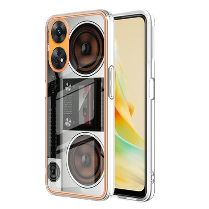 For OPPO Reno8 T 4G Electroplating Marble Dual-side IMD Phone Case(Retro Radio) by buy2fix