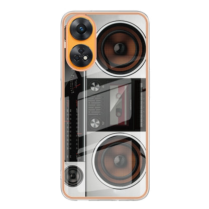 For OPPO Reno8 T 4G Electroplating Marble Dual-side IMD Phone Case(Retro Radio) by buy2fix