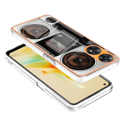 For OPPO Reno8 T 4G Electroplating Marble Dual-side IMD Phone Case(Retro Radio) by buy2fix