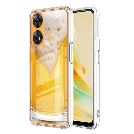 For OPPO Reno8 T 4G Electroplating Marble Dual-side IMD Phone Case(Draft Beer) by buy2fix