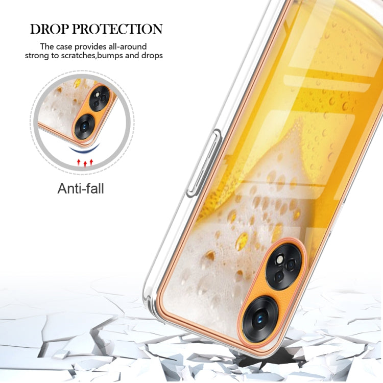 For OPPO Reno8 T 4G Electroplating Marble Dual-side IMD Phone Case(Draft Beer) by buy2fix