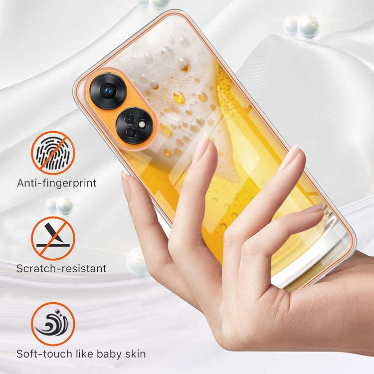 For OPPO Reno8 T 4G Electroplating Marble Dual-side IMD Phone Case(Draft Beer) by buy2fix