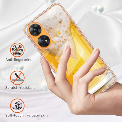 For OPPO Reno8 T 4G Electroplating Marble Dual-side IMD Phone Case(Draft Beer) by buy2fix