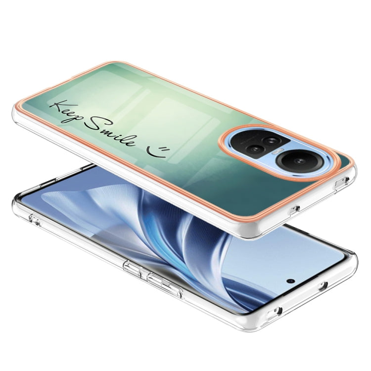 For OPPO Reno10 5G Global Electroplating Marble Dual-side IMD Phone Case(Smile) by buy2fix