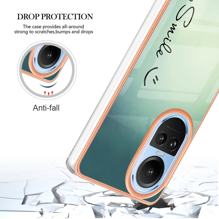 For OPPO Reno10 5G Global Electroplating Marble Dual-side IMD Phone Case(Smile) by buy2fix