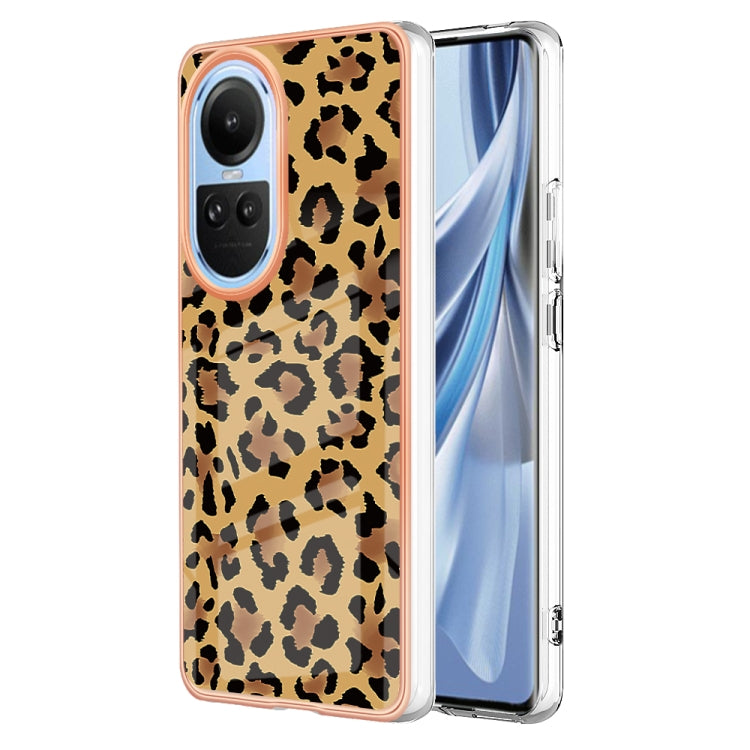 For OPPO Reno10 5G Global Electroplating Marble Dual-side IMD Phone Case(Leopard Print) by buy2fix
