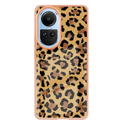For OPPO Reno10 5G Global Electroplating Marble Dual-side IMD Phone Case(Leopard Print) by buy2fix