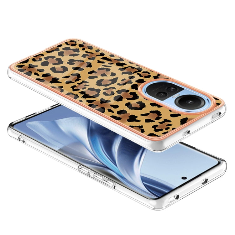 For OPPO Reno10 5G Global Electroplating Marble Dual-side IMD Phone Case(Leopard Print) by buy2fix