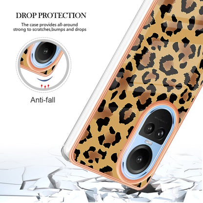 For OPPO Reno10 5G Global Electroplating Marble Dual-side IMD Phone Case(Leopard Print) by buy2fix