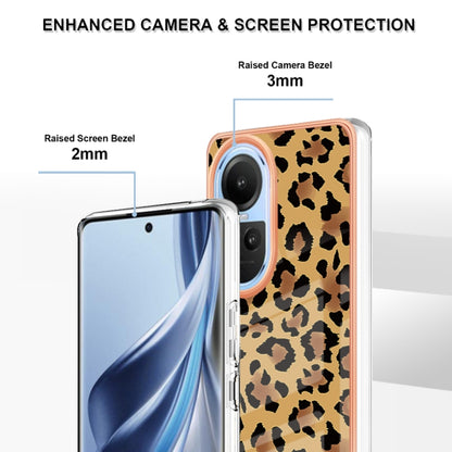 For OPPO Reno10 5G Global Electroplating Marble Dual-side IMD Phone Case(Leopard Print) by buy2fix