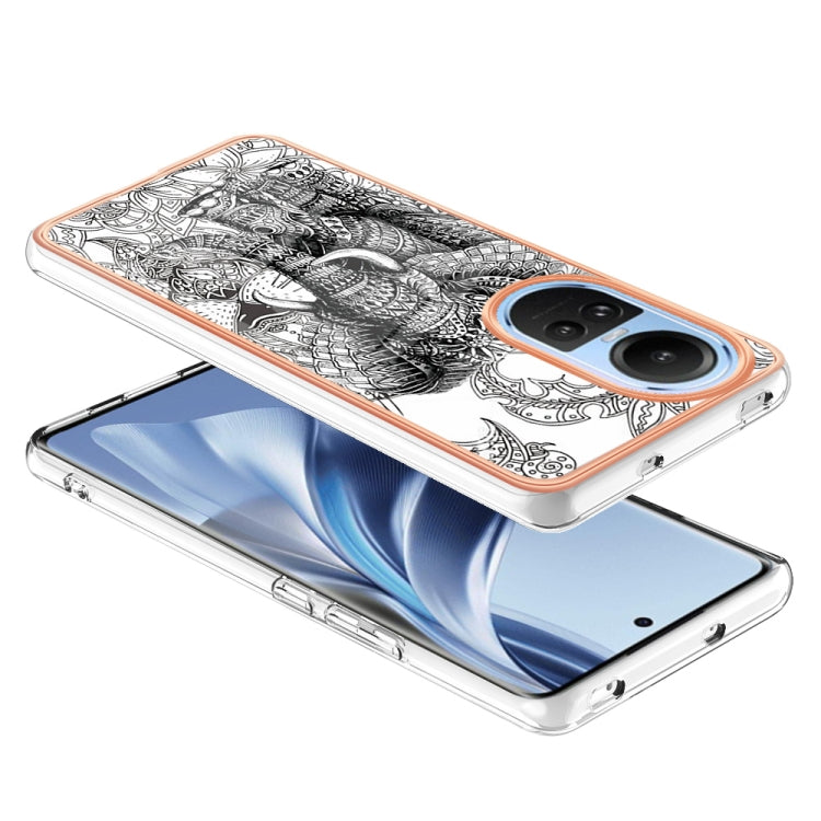 For OPPO Reno10 5G Global Electroplating Marble Dual-side IMD Phone Case(Totem Elephant) by buy2fix