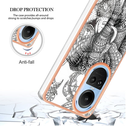 For OPPO Reno10 5G Global Electroplating Marble Dual-side IMD Phone Case(Totem Elephant) by buy2fix