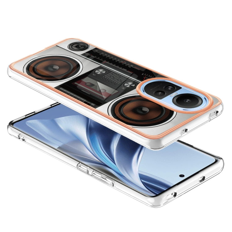 For OPPO Reno10 5G Global Electroplating Marble Dual-side IMD Phone Case(Retro Radio) by buy2fix