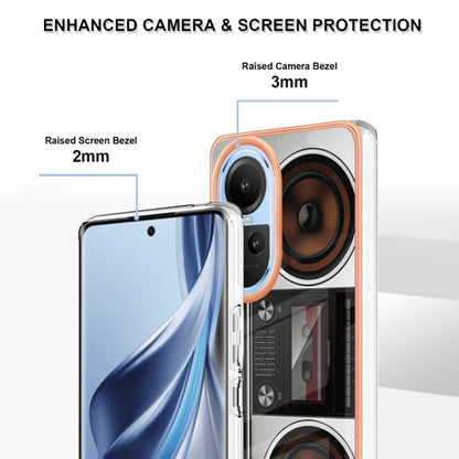 For OPPO Reno10 5G Global Electroplating Marble Dual-side IMD Phone Case(Retro Radio) by buy2fix