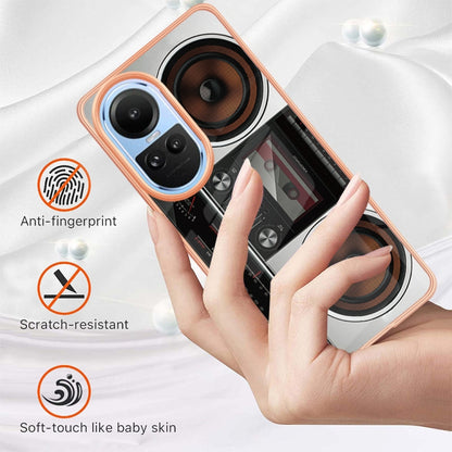 For OPPO Reno10 5G Global Electroplating Marble Dual-side IMD Phone Case(Retro Radio) by buy2fix