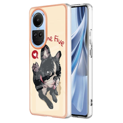 For OPPO Reno10 5G Global Electroplating Marble Dual-side IMD Phone Case(Lucky Dog) by buy2fix