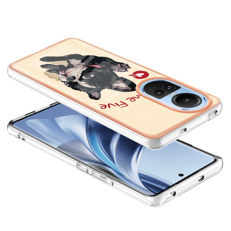 For OPPO Reno10 5G Global Electroplating Marble Dual-side IMD Phone Case(Lucky Dog) by buy2fix