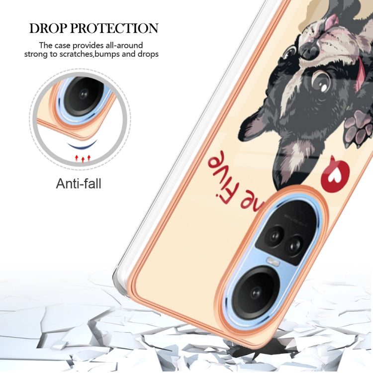For OPPO Reno10 5G Global Electroplating Marble Dual-side IMD Phone Case(Lucky Dog) by buy2fix