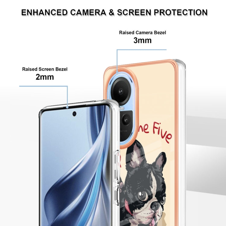 For OPPO Reno10 5G Global Electroplating Marble Dual-side IMD Phone Case(Lucky Dog) by buy2fix