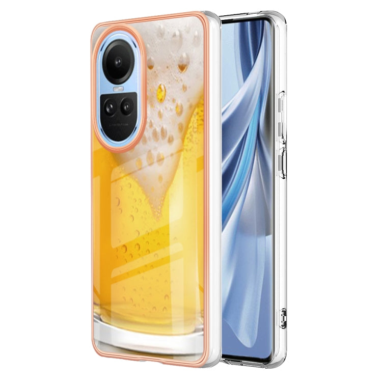 For OPPO Reno10 5G Global Electroplating Marble Dual-side IMD Phone Case(Draft Beer) by buy2fix