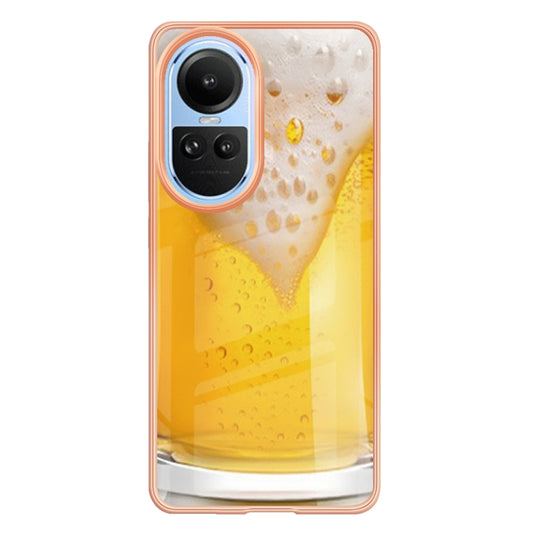 For OPPO Reno10 5G Global Electroplating Marble Dual-side IMD Phone Case(Draft Beer) by buy2fix