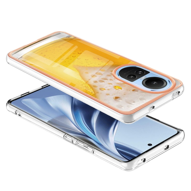For OPPO Reno10 5G Global Electroplating Marble Dual-side IMD Phone Case(Draft Beer) by buy2fix
