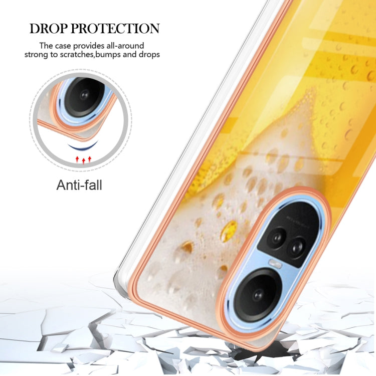 For OPPO Reno10 5G Global Electroplating Marble Dual-side IMD Phone Case(Draft Beer) by buy2fix