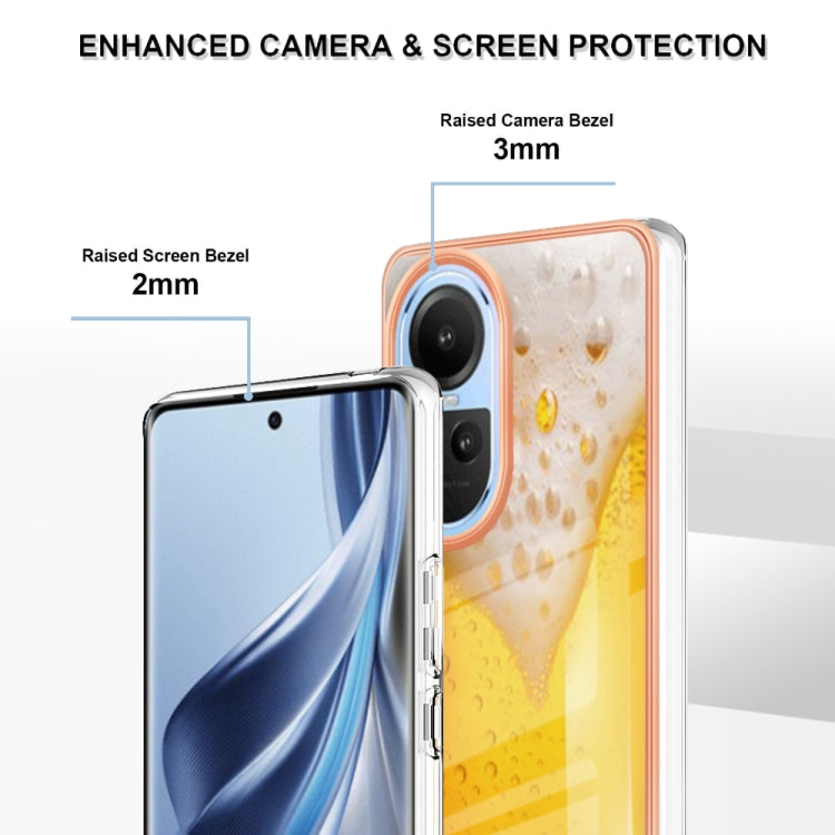 For OPPO Reno10 5G Global Electroplating Marble Dual-side IMD Phone Case(Draft Beer) by buy2fix