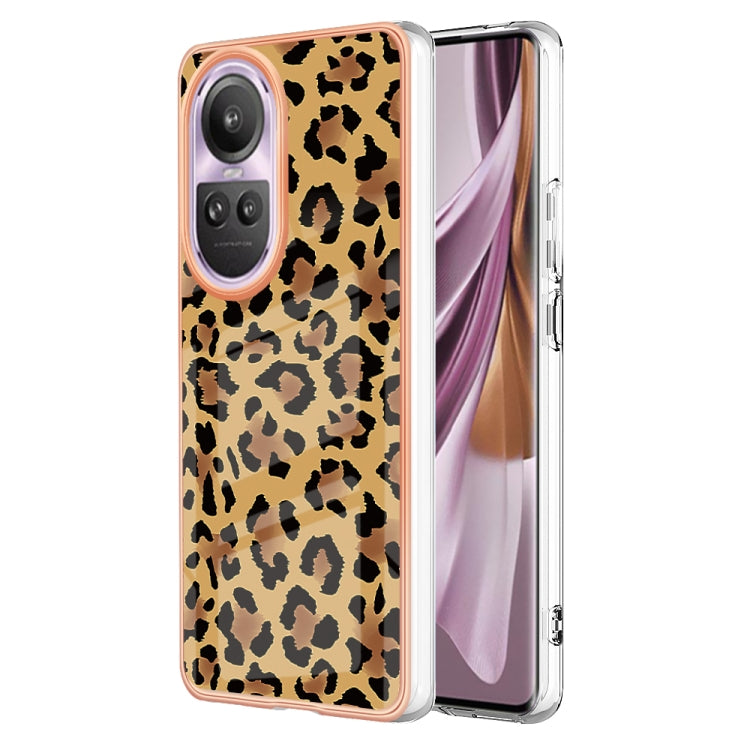 For OPPO Reno10 Pro 5G Global Electroplating Marble Dual-side IMD Phone Case(Leopard Print) by buy2fix