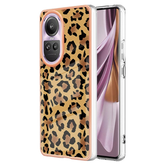 For OPPO Reno10 Pro 5G Global Electroplating Marble Dual-side IMD Phone Case(Leopard Print) by buy2fix