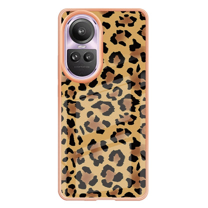 For OPPO Reno10 Pro 5G Global Electroplating Marble Dual-side IMD Phone Case(Leopard Print) by buy2fix