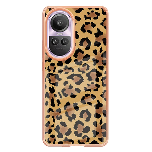 For OPPO Reno10 Pro 5G Global Electroplating Marble Dual-side IMD Phone Case(Leopard Print) by buy2fix