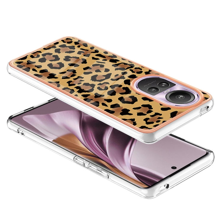 For OPPO Reno10 Pro 5G Global Electroplating Marble Dual-side IMD Phone Case(Leopard Print) by buy2fix