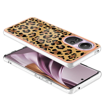 For OPPO Reno10 Pro 5G Global Electroplating Marble Dual-side IMD Phone Case(Leopard Print) by buy2fix