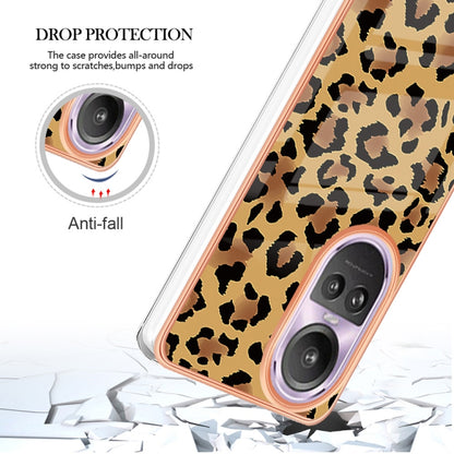 For OPPO Reno10 Pro 5G Global Electroplating Marble Dual-side IMD Phone Case(Leopard Print) by buy2fix