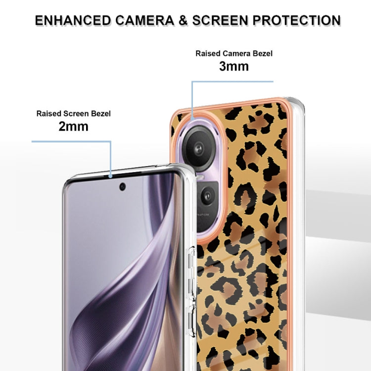 For OPPO Reno10 Pro 5G Global Electroplating Marble Dual-side IMD Phone Case(Leopard Print) by buy2fix
