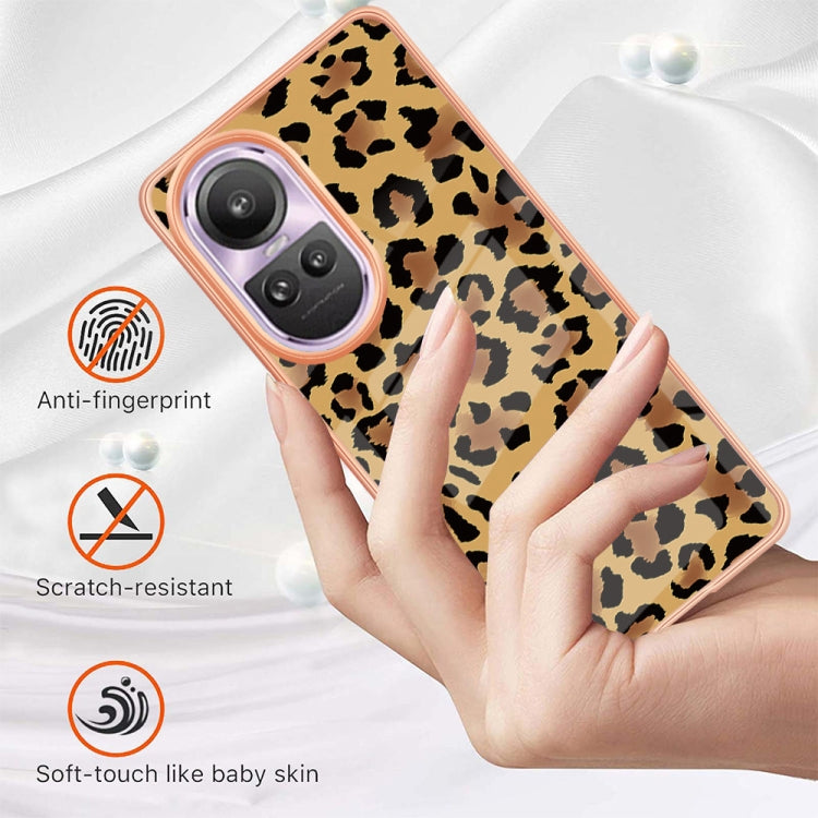 For OPPO Reno10 Pro 5G Global Electroplating Marble Dual-side IMD Phone Case(Leopard Print) by buy2fix