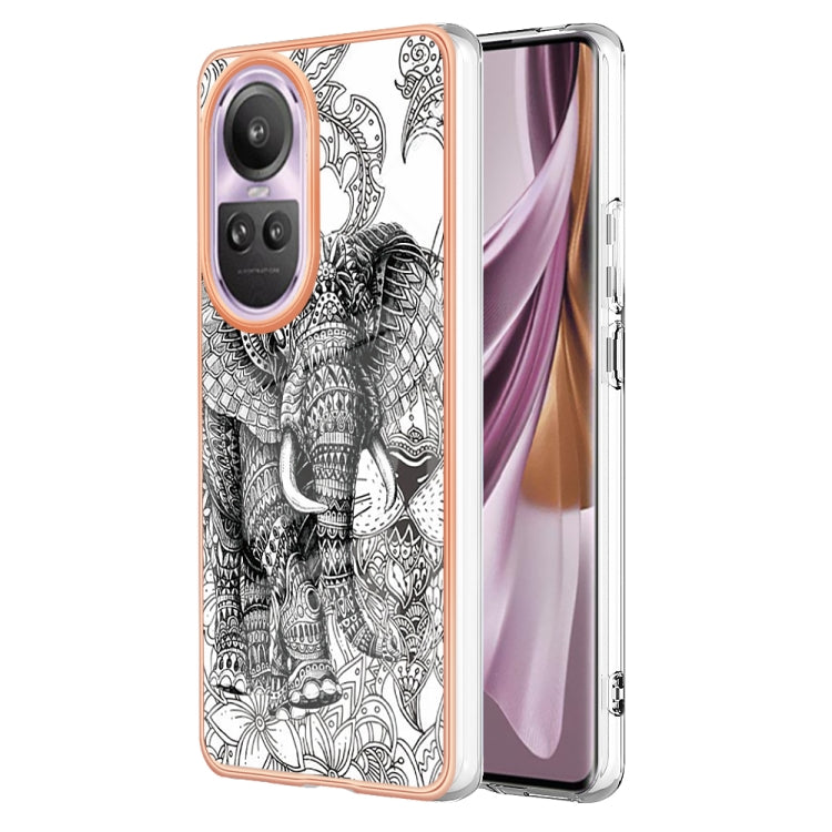For OPPO Reno10 Pro 5G Global Electroplating Marble Dual-side IMD Phone Case(Totem Elephant) by buy2fix