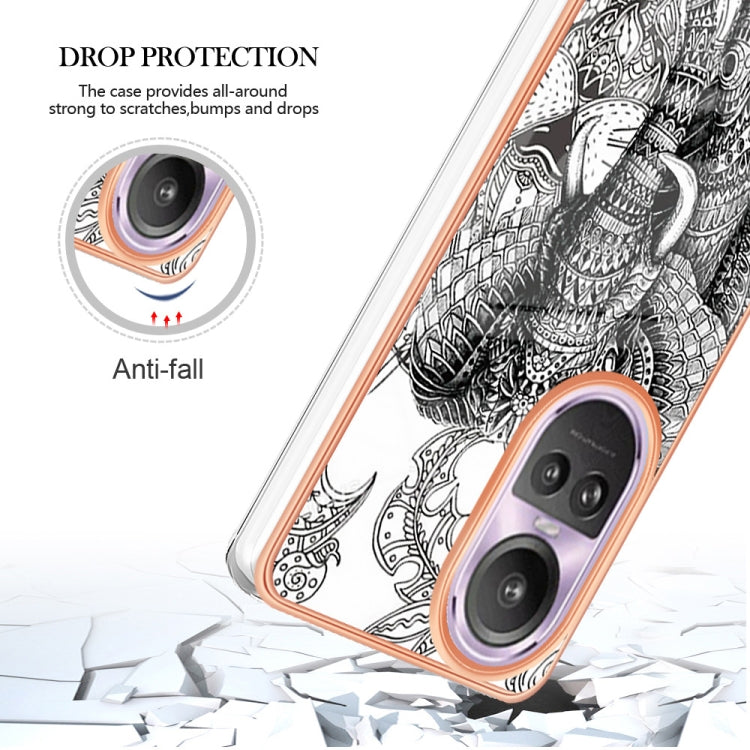 For OPPO Reno10 Pro 5G Global Electroplating Marble Dual-side IMD Phone Case(Totem Elephant) by buy2fix