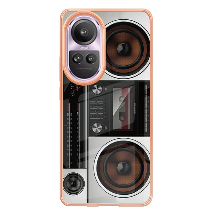 For OPPO Reno10 Pro 5G Global Electroplating Marble Dual-side IMD Phone Case(Retro Radio) by buy2fix