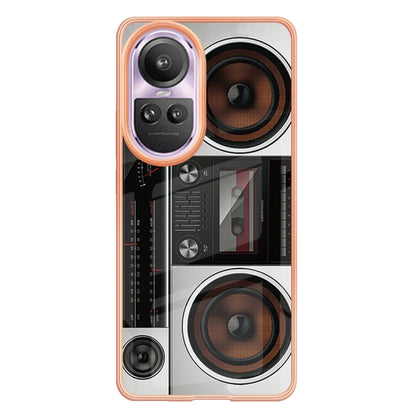 For OPPO Reno10 Pro 5G Global Electroplating Marble Dual-side IMD Phone Case(Retro Radio) by buy2fix