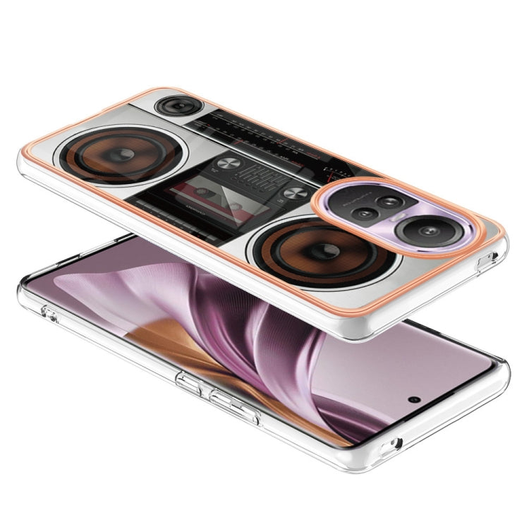 For OPPO Reno10 Pro 5G Global Electroplating Marble Dual-side IMD Phone Case(Retro Radio) by buy2fix